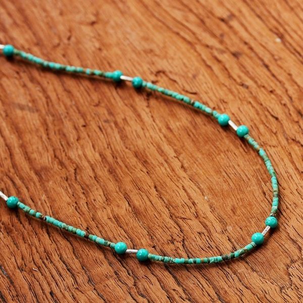 Alternate image for Reconstituted Turquoise Beaded Necklace Blue Islands