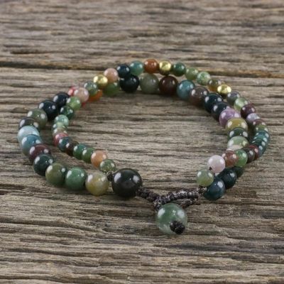 Alternate image for Adjustable Agate Beaded Bracelet from Thailand Double Beauty