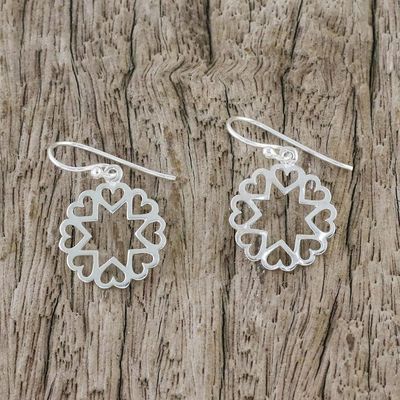 Alternate image for Sterling Silver Star Heart Dangle Earrings from Thailand Stars in Love