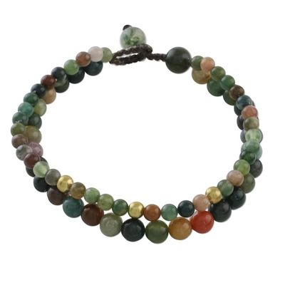 Alternate image for Adjustable Agate Beaded Bracelet from Thailand Double Beauty