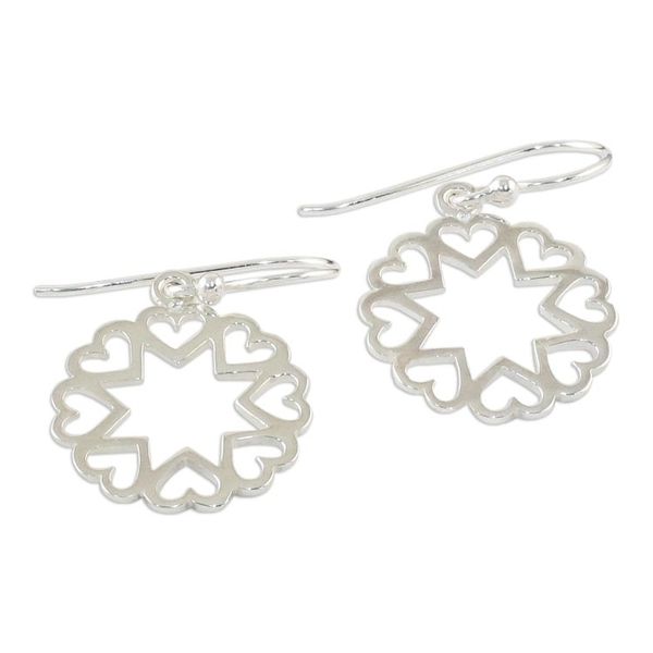 Alternate image for Sterling Silver Star Heart Dangle Earrings from Thailand Stars in Love