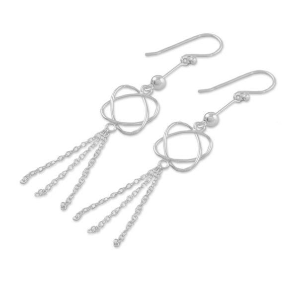 Alternate image for 925 Sterling Silver Chain Tassel Dangle Earrings Shimmering Tassels