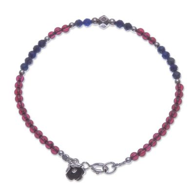 Alternate image for Lapis Lazuli and Garnet Beaded Charm Bracelet Bright Mind in Red