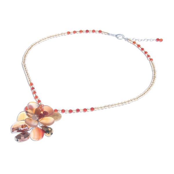 Alternate image for Multi-Gemstone Beaded Cluster Pendant Necklace from Thailand Fascinating Cluster