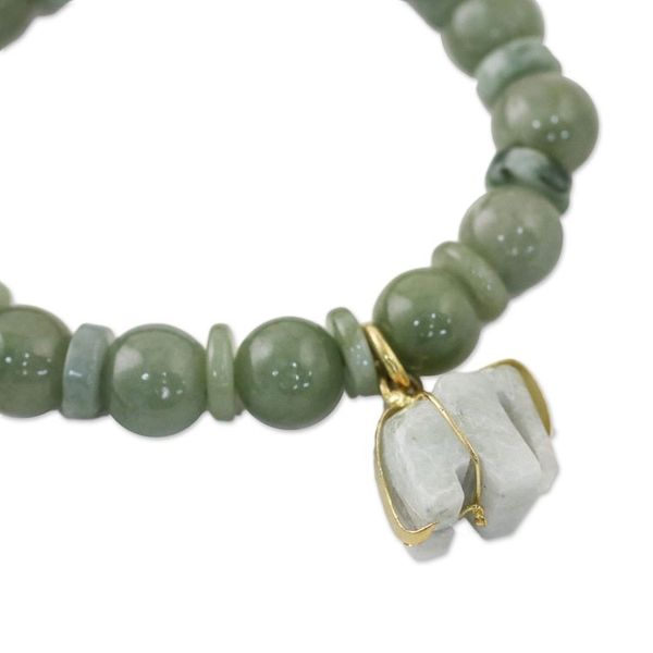 Alternate image for Jade Beaded Bracelet Handmade in Thailand with Elephant Jade Elephant
