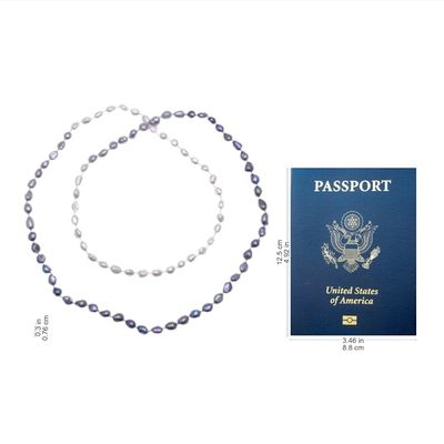 Alternate image for Cultured Pearl Long Strand Necklace in Grey from Thailand Blissful Woman in Grey