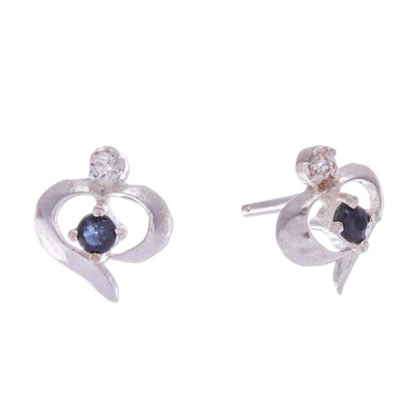 Alternate image for High-Polished Sapphire and Cubic Zirconia Stud Earrings The Prophecy Nimbus