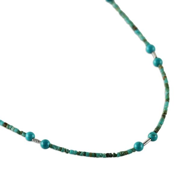 Alternate image for Reconstituted Turquoise Beaded Necklace Blue Islands
