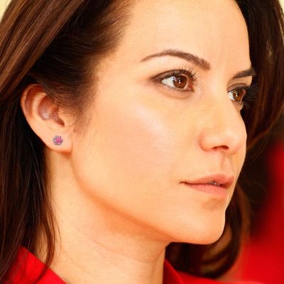 Alternate image for Artisan Crafted Ruby and Marcasite Stud Earrings Firefly in Pink