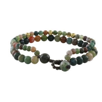 Alternate image for Adjustable Agate Beaded Bracelet from Thailand Double Beauty