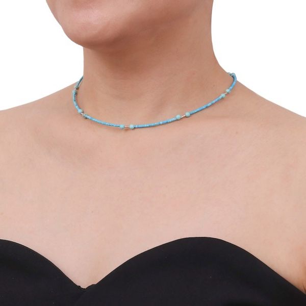 Alternate image for Reconstituted Turquoise Beaded Necklace Blue Islands