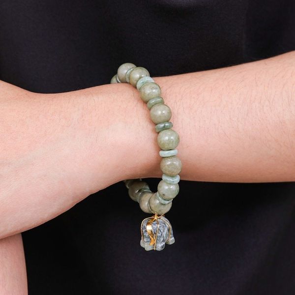 Alternate image for Jade Beaded Bracelet Handmade in Thailand with Elephant Jade Elephant