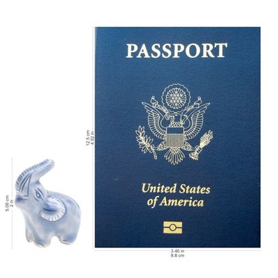 Alternate image for Artisan Crafted Ceramic Figurine Happy Elephant in Blue