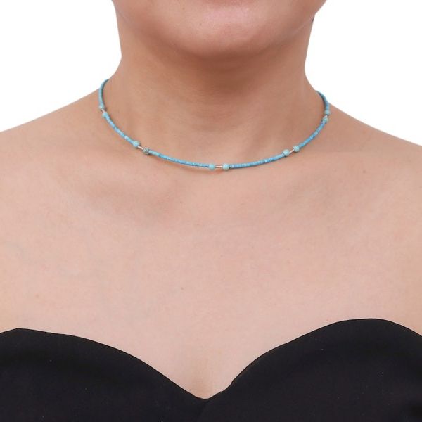 Alternate image for Reconstituted Turquoise Beaded Necklace Blue Islands