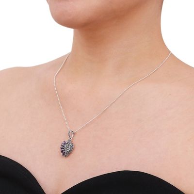 Alternate image for Amethyst Marcasite and Sterling Silver Heart Necklace Spectacular Romance