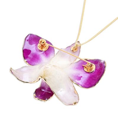 Alternate image for Hand Crafted Orchid Petal Pendant Necklace and Brooch Orchid Magic in Purple