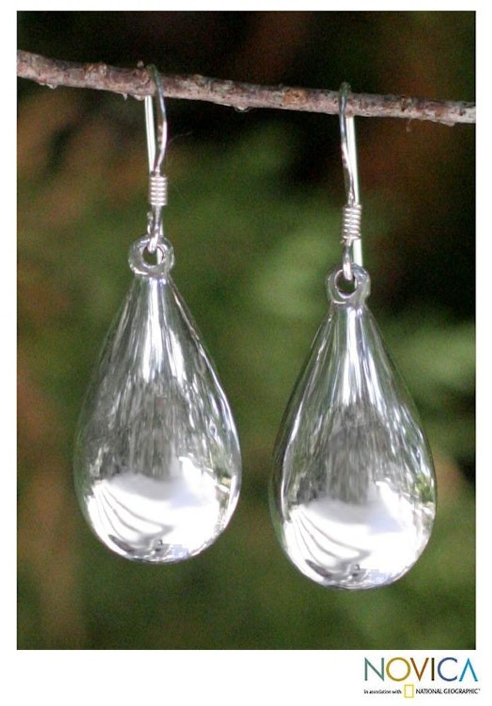 Sterling Silver Dangle Earrings from Thailand 'Moon Teardrops'