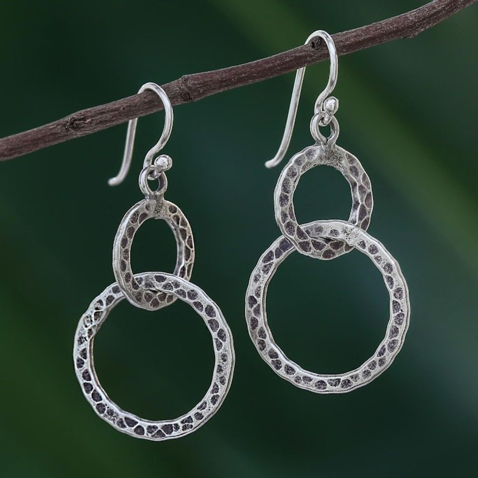 Linked Sterling Silver Dangle Earrings from Thailand 'Smith's Links'