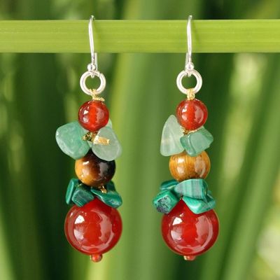 Alternate image for Beaded Carnelian Dangle Earrings Thai Harmony