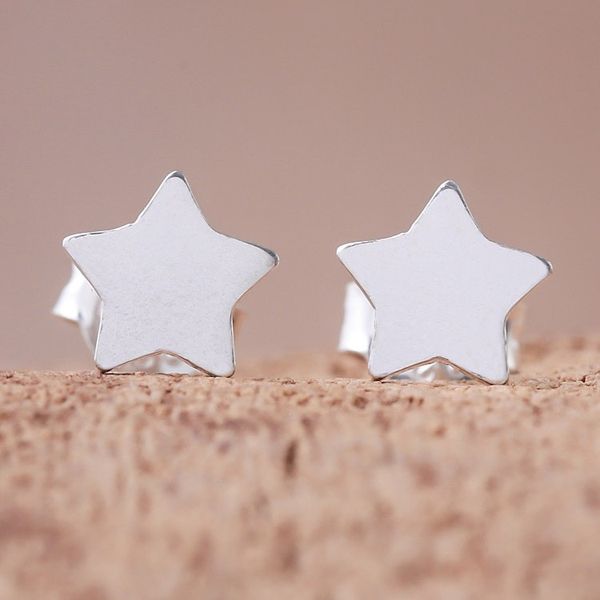 Alternate image for Star-Shaped Sterling Silver Stud Earrings from Thailand Simple Stars
