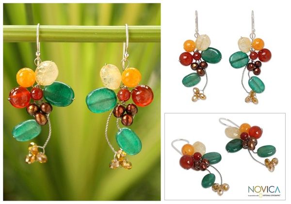 Alternate image for Carnelian and Citrine Dangle Earrings Radiant Bouquet