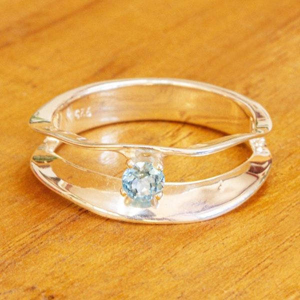 Alternate image for 925 Sterling Silver and Topaz Ring from Mexico Deep Waves