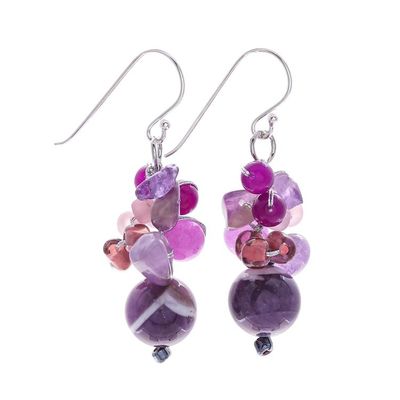 Alternate image for Purple Quartz and Amethyst Dangle Earrings from Thailand Lovely Blend in Purple