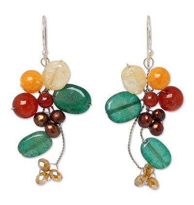 Alternate image for Carnelian and Citrine Dangle Earrings Radiant Bouquet