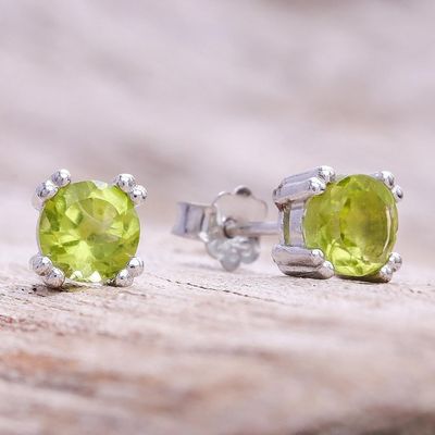 Alternate image for Faceted Peridot Stud Earrings from Thailand Sparkling Gems