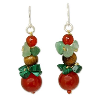 Alternate image for Beaded Carnelian Dangle Earrings Thai Harmony