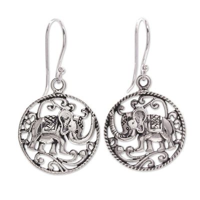 Alternate image for Sterling Silver Elephant Dangle Earrings in Polished Finish Origin of a Sage