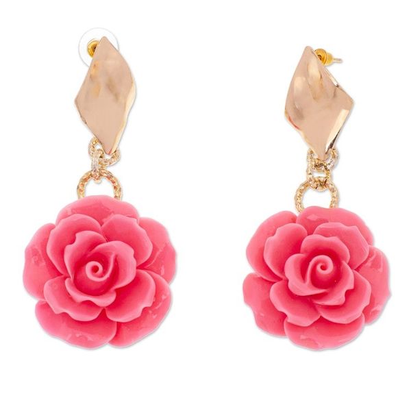 Alternate image for Floral 24k Gold-Plated Resin Dangle Earrings in Carnation The Carnation Belle