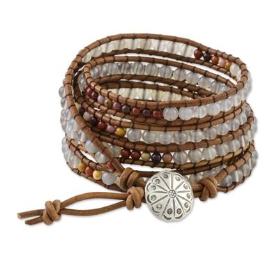 Alternate image for Chalcedony and Jasper Beaded Wrap Bracelet from Thailand Winter Walk