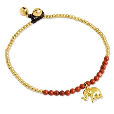 Alternate image for Beaded Brass Elephant Charm Anklet with Jasper Stylish Elephant