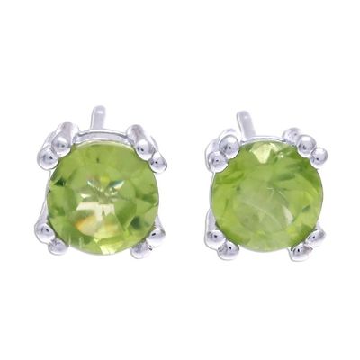 Alternate image for Faceted Peridot Stud Earrings from Thailand Sparkling Gems