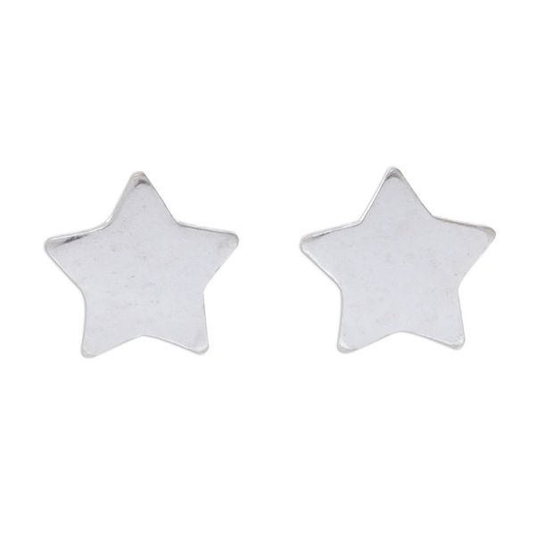 Alternate image for Star-Shaped Sterling Silver Stud Earrings from Thailand Simple Stars