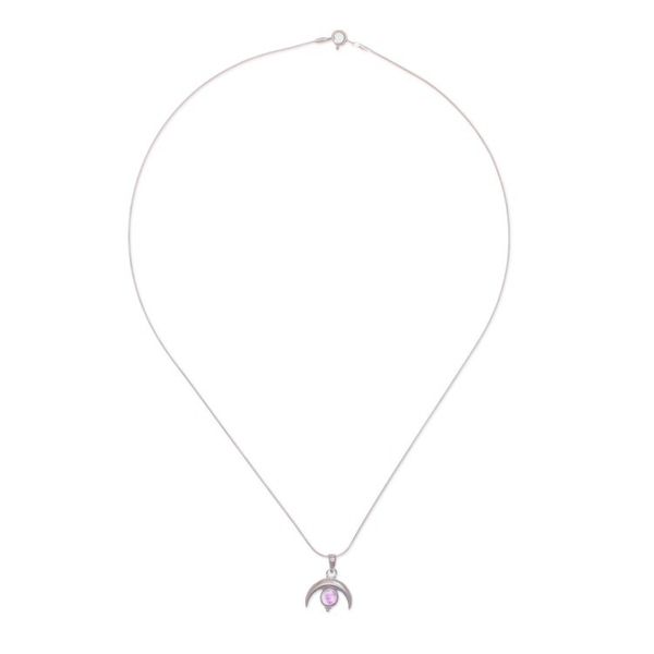 Alternate image for Moon-Shaped Natural Amethyst Pendant Necklace Moon on The Garden
