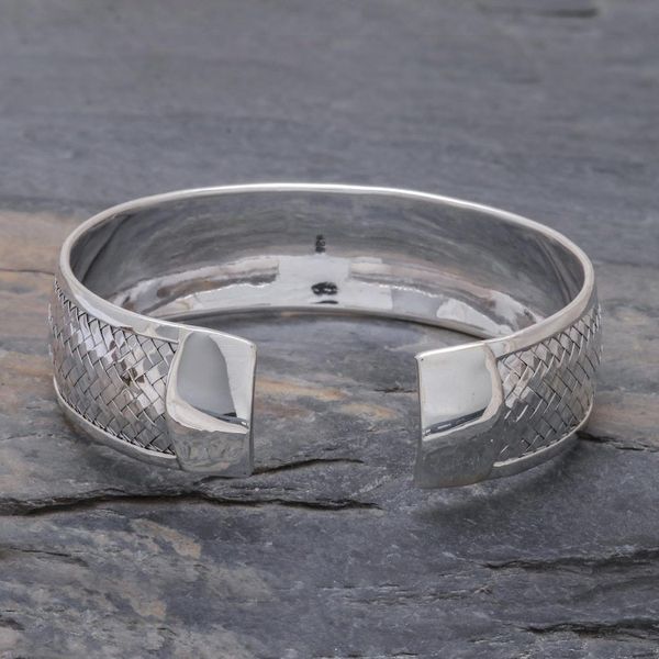 Alternate image for Sterling Silver Cuff Bracelet with Woven Motif Weaving Tales