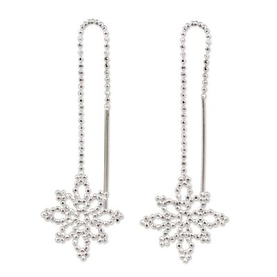 Alternate image for Sterling Silver Snowflake Dangle Earrings from Thailand Silver Snowflakes