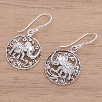 Alternate image for Sterling Silver Elephant Dangle Earrings in Polished Finish Origin of a Sage