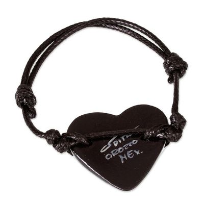 Alternate image for Black  Beige Hand Painted Papier Mache Heart Bracelet Ruffled Valentine