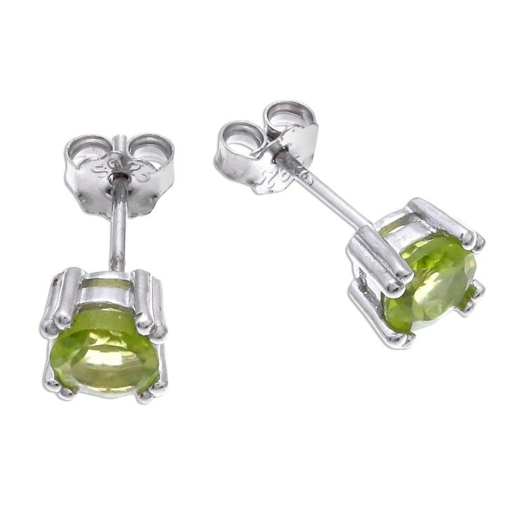 Faceted Peridot Stud Earrings from Thailand 'Sparkling Gems