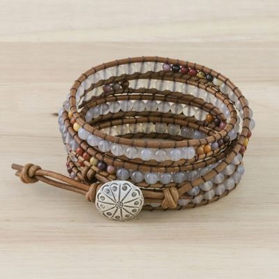 Alternate image for Chalcedony and Jasper Beaded Wrap Bracelet from Thailand Winter Walk