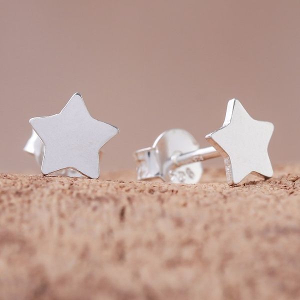 Alternate image for Star-Shaped Sterling Silver Stud Earrings from Thailand Simple Stars
