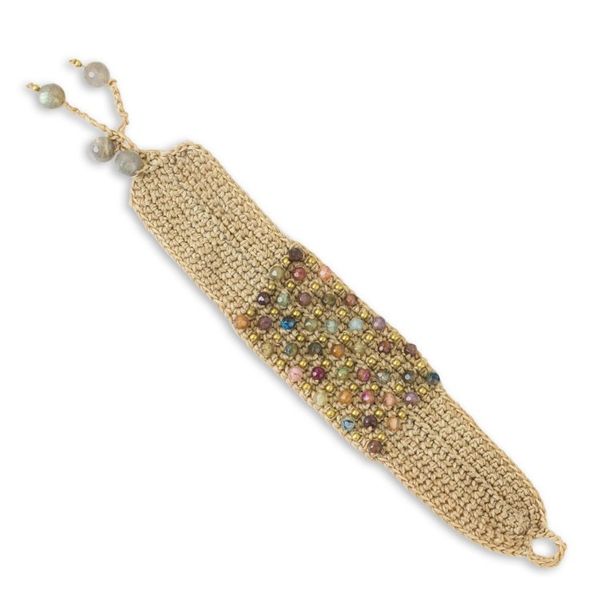 Alternate image for Hand Crocheted Wristband Bracelet with Multi Color Agates Life in Pai