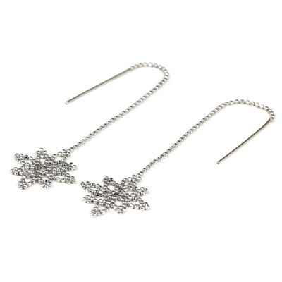 Alternate image for Sterling Silver Snowflake Dangle Earrings from Thailand Silver Snowflakes