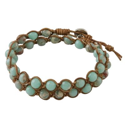Alternate image for Jasper Beaded Wrap Bracelet in Blue from Thailand Sky Orbs