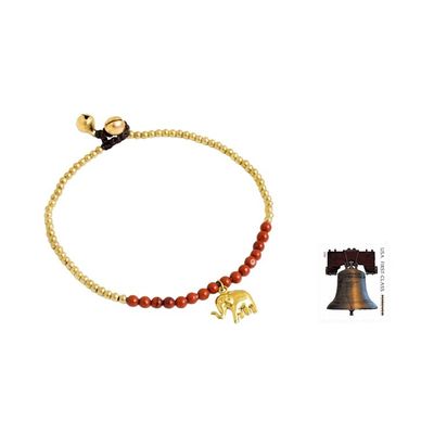 Alternate image for Beaded Brass Elephant Charm Anklet with Jasper Stylish Elephant
