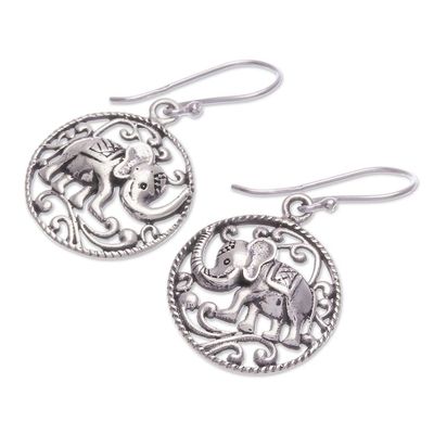 Alternate image for Sterling Silver Elephant Dangle Earrings in Polished Finish Origin of a Sage