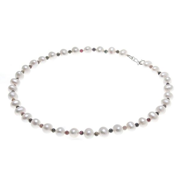 Alternate image for Cultured Pearl and Tourmaline Beaded Necklace from Thailand Colorful Palace